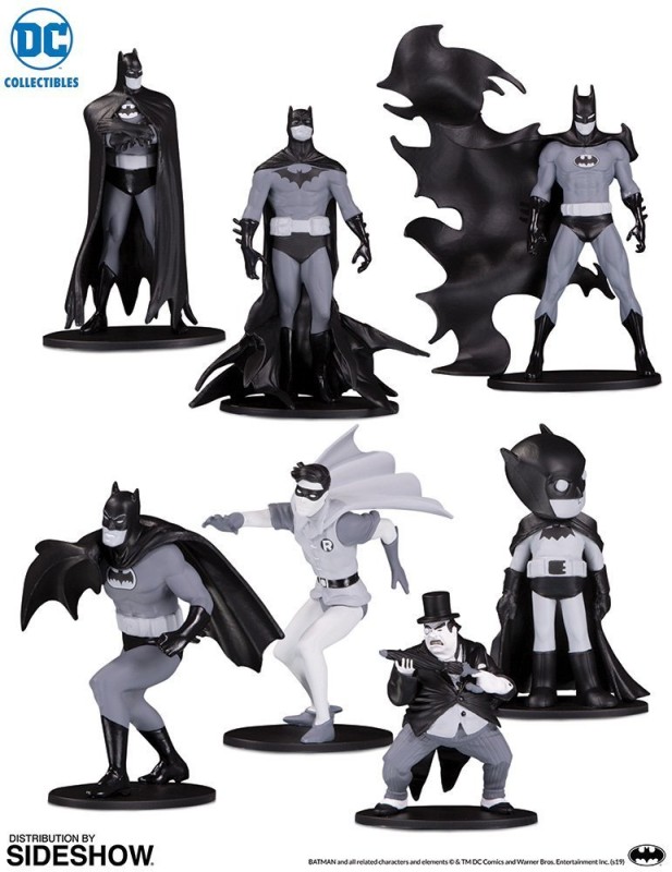 Batman Black & White Set of 7 Mini Figures Collectible Set 1:18 Scale