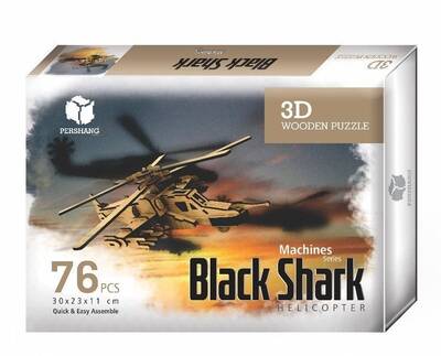 Black Shark Helikopter 3D Wooden Puzzle