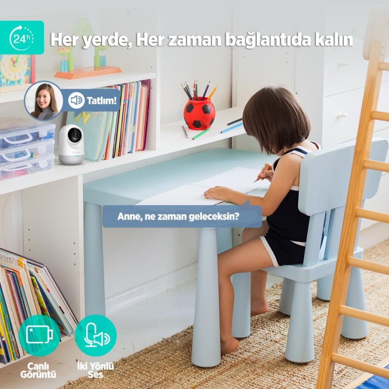 Botslab 360+ C211 2K Pro WiFi 360° Akıllı Güvenlik Kamerası Bebek Monitörü Evcil Hayvan Kamerası İç Mekan Kamerası IP Kamera Yeni Versiyon (Distribütör Garantili)