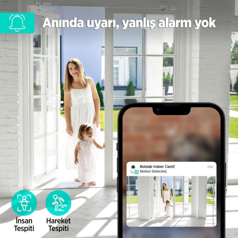 Botslab 360+ C211 2K Pro WiFi 360° Akıllı Güvenlik Kamerası Bebek Monitörü Evcil Hayvan Kamerası İç Mekan Kamerası IP Kamera Yeni Versiyon (Distribütör Garantili)