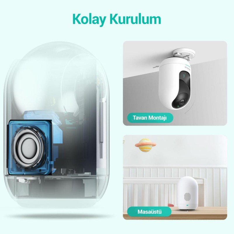 Botslab 360+ C221 Pro 3K 360° Akıllı Güvenlik Kamerası Bebek Monitörü Evcil Hayvan Kamerası İç Mekan Kamerası IP Kamera Yeni Versiyon (Distribütör Garantili)