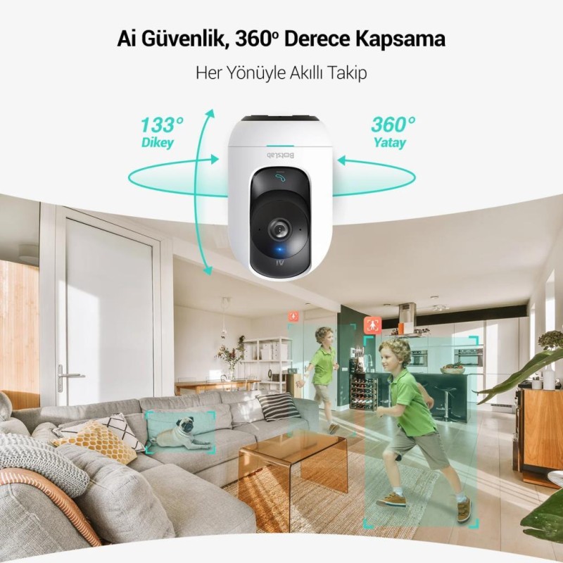 Botslab 360+ C221 Pro 3K 360° Akıllı Güvenlik Kamerası Bebek Monitörü Evcil Hayvan Kamerası İç Mekan Kamerası IP Kamera Yeni Versiyon (Distribütör Garantili)