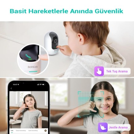 Botslab 360+ C221 Pro 3K 360° Akıllı Güvenlik Kamerası Bebek Monitörü Evcil Hayvan Kamerası İç Mekan Kamerası IP Kamera Yeni Versiyon (Distribütör Garantili) - Thumbnail