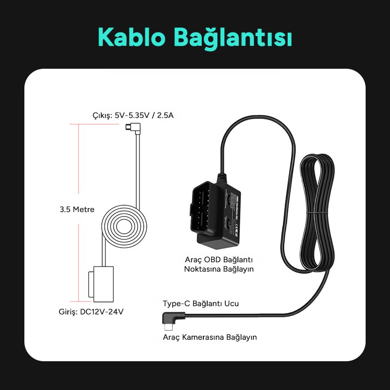 Botslab OBD Hardwire Kit USB-C