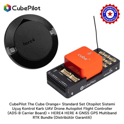 Pixhawk - CubePilot The Cube Orange+ Standard Set Otopilot Sistemi Uçuş Kontrol Kartı UAV Drone Autopilot Flight Controller (ADS-B Carrier Board) + HERE4 HERE 4 GNSS GPS Multiband RTK Bundle (Distribütör Garantili)