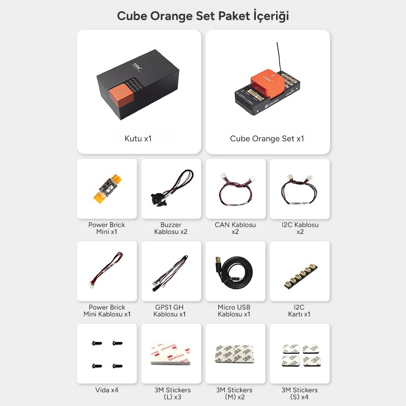 CubePilot The Cube Orange+ Standard Set Otopilot Sistemi Uçuş Kontrol Kartı UAV Drone Autopilot Flight Controller (ADS-B Carrier Board) + HERE4 HERE 4 GNSS GPS Multiband RTK Bundle (Distribütör Garantili)