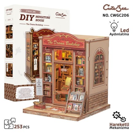 CuteBee - CuteBee CWGC206 Drama Bookshop 3D Wooden Puzzle