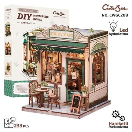 CuteBee - CuteBee CWGC208 Sunny Cafe 3D Wooden Puzzle