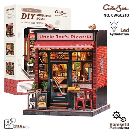 CuteBee - CuteBee CWGC210 Uncle Joe's Pizzeria 3D Wooden Puzzle