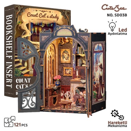 CuteBee - CuteBee SD03B Count Cat's Study 3D Wooden Puzzle
