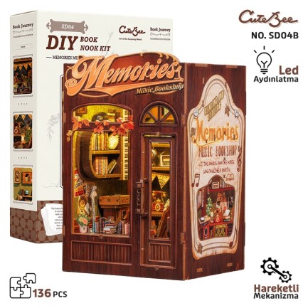 CuteBee - CuteBee SD04B Memories Music Bookshop 3D Wooden Puzzle