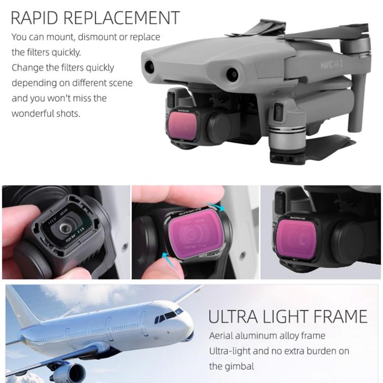 DJI Mavic Air 2 Drone Kamera Lens Filtresi MCUV+CPL+ND4+ND8