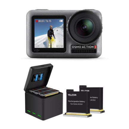 DJI OSMO Action Aksiyon Kamera + Çoklu Şarj Aleti Kiti + 2 ADET Yedek Batarya + SD Card Saklama Alanı - Thumbnail