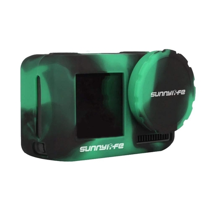 SUNNYLIFE - DJI Osmo Action İçin Yeşil-Siyah Silikon Kılıf + Lens Kapağı