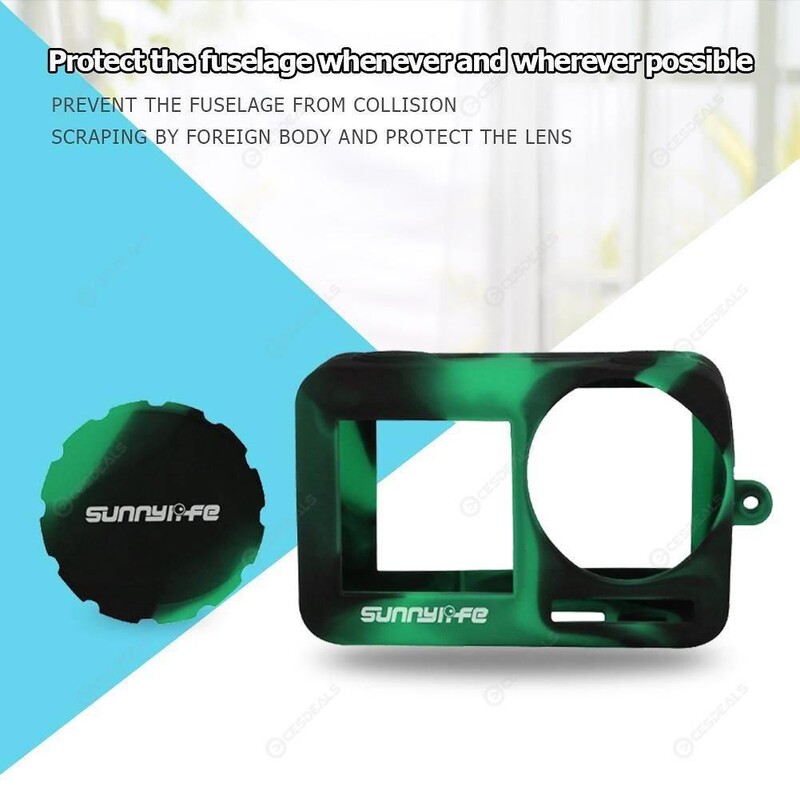 DJI Osmo Action İçin Yeşil-Siyah Silikon Kılıf + Lens Kapağı
