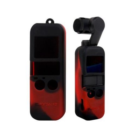 SUNNYLIFE - DJI Osmo Pocket İçin Kırmızı Siyah Silikon Koruyucu Kapak + İpi