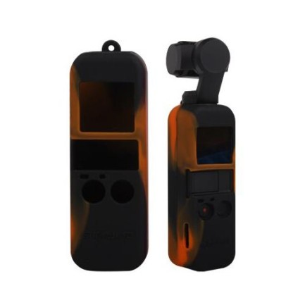 DJI Osmo Pocket İçin Turuncu Siyah Silikon Koruyucu Kılıf + Bilek Bağlama İpi - Thumbnail