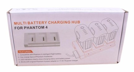 DJI Phantom 4 Serisi İçin 3 lü Şarj Aleti Battery Charging Hub - Thumbnail