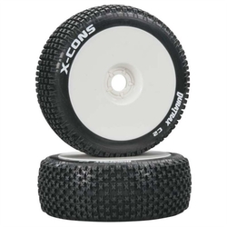 DURATRAX - Duratrax 1/8 X-Cons Buggy Tire C2 Mounted White 2li