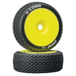 DURATRAX - Duratrax 1/8 X-Cons Buggy Tire C2 Mounted Yellow 2li