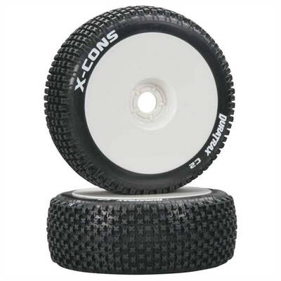 Duratrax 1/8 X-Cons Buggy Tire C2 Mounted White 2li