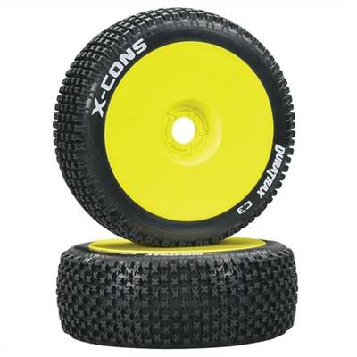 Duratrax 1/8 X-Cons Buggy Tire C3 Mounted Yellow 2li