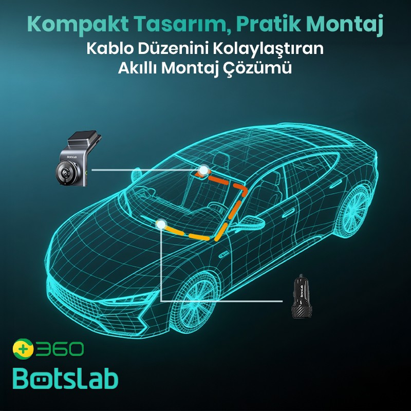 360+ Botslab G300H Pro ADAS 3K WiFi+GPS 150° Geniş Açı Gece Görüşlü Araç İçi Kamera Dash Cam Araç Kamerası+WDR+LCD Ekran+G-Sensör+Sesli Kontrol