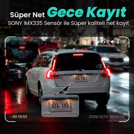 360+ Botslab G500H Pro ADAS Ön 3K QHD - Arka 1080P FHD 150° Geniş Açı WiFi+GPS Gece Görüşlü Akıllı Araç İçi Kamera - Thumbnail