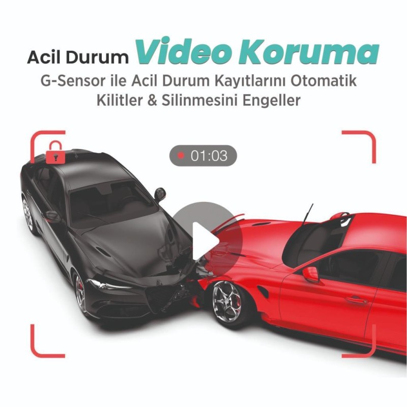 360+ Botslab G500H Pro ADAS Ön 3K QHD - Arka 1080P FHD 150° Geniş Açı WiFi+GPS Gece Görüşlü Akıllı Araç İçi Kamera