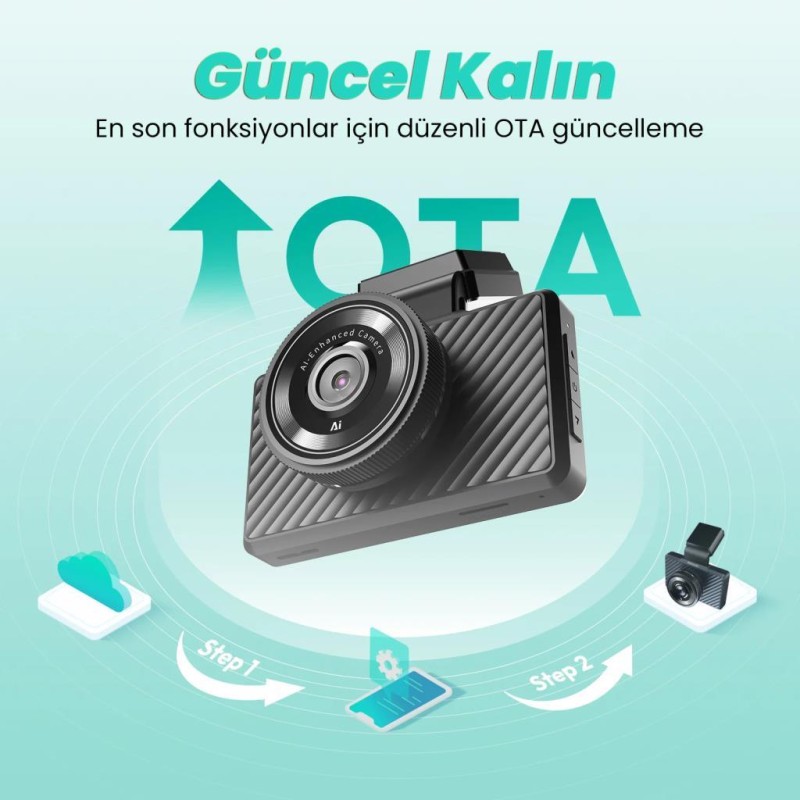360+ Botslab G500H Pro ADAS Ön 3K QHD - Arka 1080P FHD 150° Geniş Açı WiFi+GPS Gece Görüşlü Akıllı Araç İçi Kamera