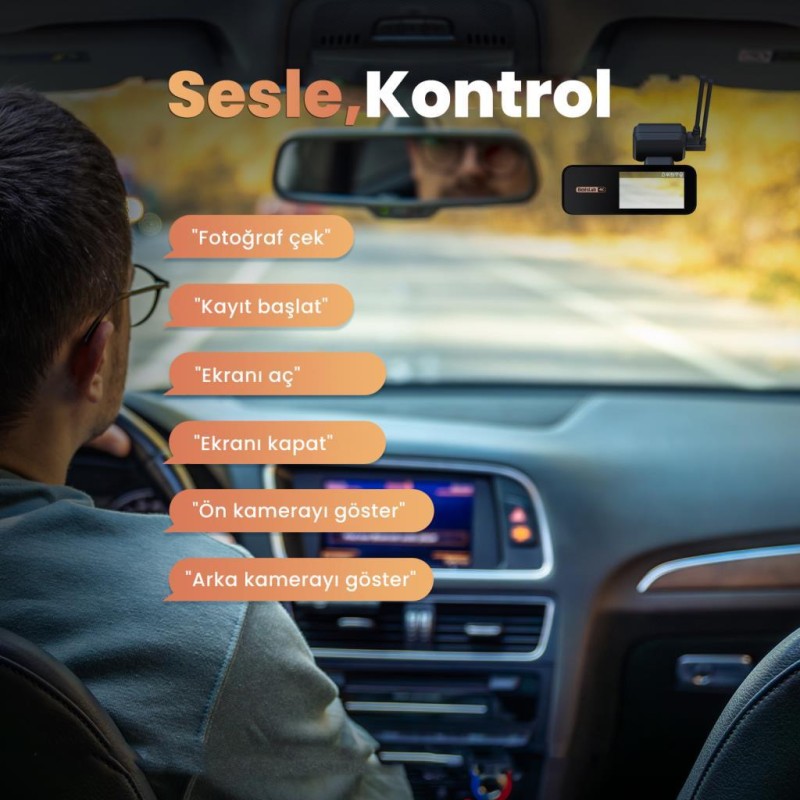 360+ Botslab G980H Pro ADAS Ön Kamera Gerçek 4K UHD Arka 2K QHD 170° Geniş Açı Lens Gece Görüşü Dahili Gps Modülü Akıllı Araç İçi Kamera (64GB HAFIZA KARTI HEDİYELİ)+Park Modu Kiti Combo 