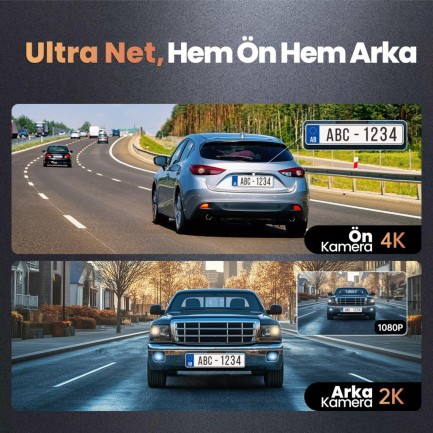 360+ Botslab G980H Pro ADAS Ön Kamera Gerçek 4K UHD Arka 2K QHD 170° Geniş Açı Lens Gece Görüşü Dahili Gps Modülü Akıllı Araç İçi Kamera (64GB HAFIZA KARTI HEDİYELİ)+Park Modu Kiti Combo - Thumbnail