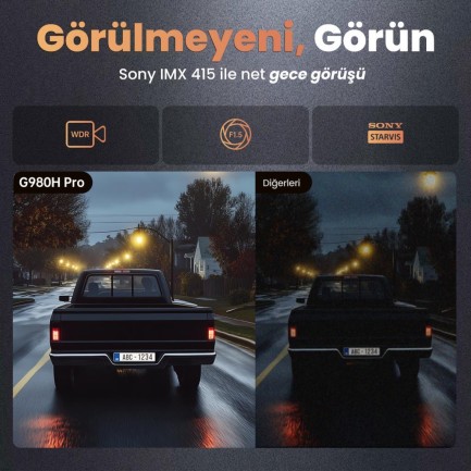 360+ Botslab G980H Pro ADAS Ön Kamera Gerçek 4K UHD Arka 2K QHD 170° Geniş Açı Lens Gece Görüşü Dahili Gps Modülü Akıllı Araç İçi Kamera (64GB HAFIZA KARTI HEDİYELİ)+Park Modu Kiti Combo - Thumbnail