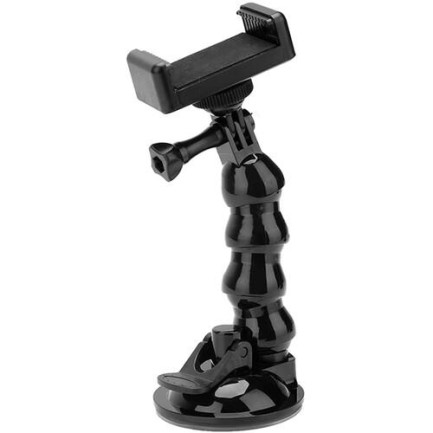 GoPro / DJI & Sjcam & Insta360 & Vantop Aksiyon Kameraları İçin Ayarlanabilir Açılı Boyunluk Gooseneck + Vakum Vantuz Bağlantı Parçası Tripod Yuvalı ( Tüm Aksiyon Kameraları İle Uyumludur ) - Thumbnail