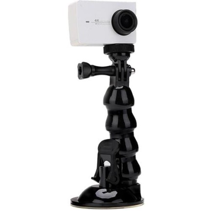 GoPro / DJI & Sjcam & Insta360 & Vantop Aksiyon Kameraları İçin Ayarlanabilir Açılı Boyunluk Gooseneck + Vakum Vantuz Bağlantı Parçası Tripod Yuvalı ( Tüm Aksiyon Kameraları İle Uyumludur ) - Thumbnail