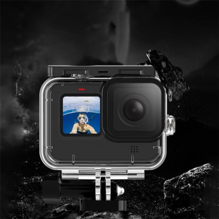 GoPro Hero10 Black / Hero9 Black İçin Su Geçirmez Housing Koruyucu Muhafaza Kamera Kutusu Koruma Kabı Kılıf + 3 Adet Su Altı Dalış Filtresi ( Kırmızı + Magenta + Pembe ) - Thumbnail