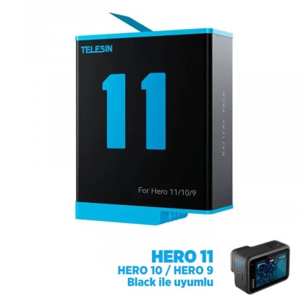 TELESIN - GoPro Hero11 Black / Hero10 Black / Hero9 Black İçin Lithium Yedek Batarya 1750 mAh