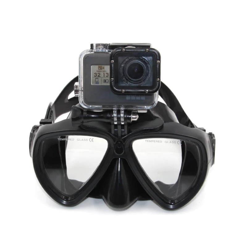 GoPro Su altı Dalış Maskesi - Sökülebilir Tripod Bağlantılı - Siyah ( Hero10/Hero9/Hero8/Hero7/Osmo Action )
