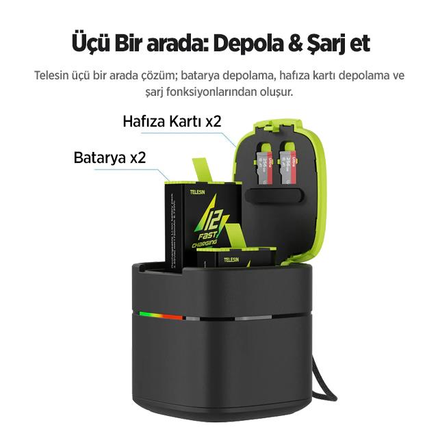 GoPro İkili Şarj Cihazı +2 ADET Yedek Batarya Fast Charging (GoPro Hero12 , Hero11 ,Hero10,Hero9 Black) GoPro İkili Şarj Cihazı +2 ADET Yedek Batarya Fast Charging (GoPro Hero12 , Hero11 ,Hero10,Hero9 Black)