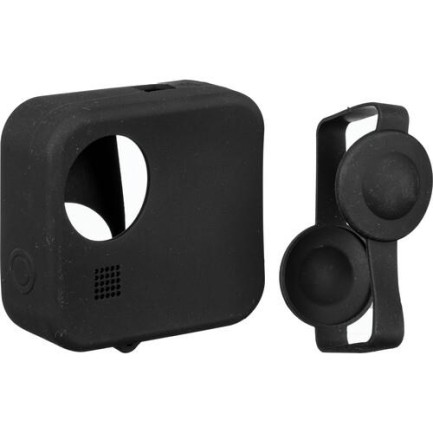GoPro Max 360 İçin Silikon Kılıf + Lens Koruma Kapağı Siyah - Thumbnail