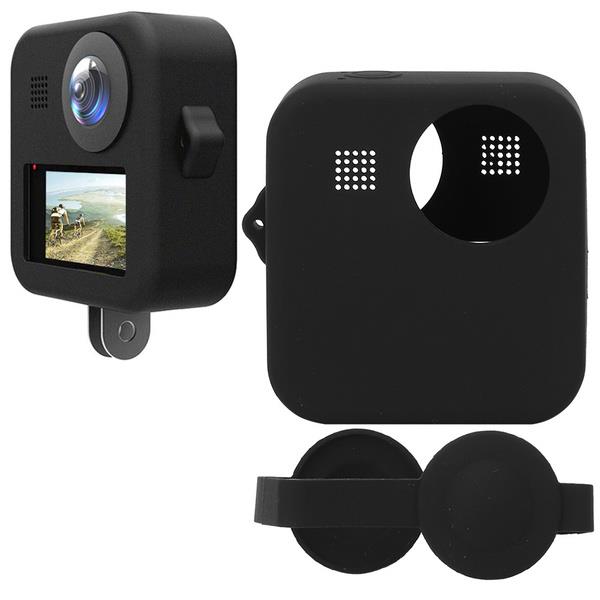 GoPro Max 360 İçin Silikon Kılıf + Lens Koruma Kapağı Siyah