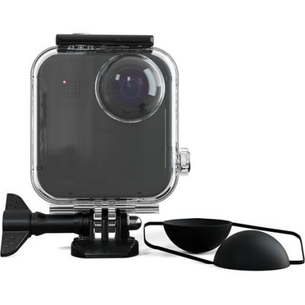 GoPro Max 360 Su Geçirmez Housing Koruyucu Muhafaza Kamera Kutusu Koruma Kabı Kılıf + Lens Koruma Kapakları - Thumbnail