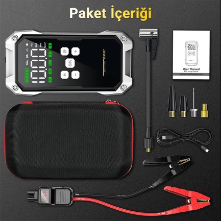 Groove F04 Akü Takviye Cihazı + Lastik Şişirme Kompresörlü Taşınabilir Jump Starter - Thumbnail