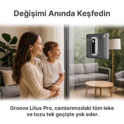 Groove Litus Pro Akıllı Uygulama Kontrollü Cam Temizleme Silme Robotu +Yapay Zeka Desteği+Ultra Sessiz+Akıllı Sensör+4 Ultrasonik Sprey - Thumbnail