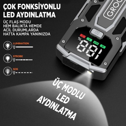 GROOVE M01 18200mAh 2000A Akü Takviye Cihazı Taşınabilir Jump Starter (Powerbank+Led Lamba+LCD Ekran) (ÖN SİPARİŞ TAHMİNİ TESLİMAT 25 KASIM) - Thumbnail