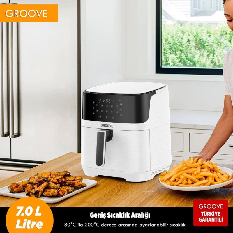 Groove Max XXL 7L 1800W WiFi Smart Airfryer Air Fryer Yağsız Sıcak Hava Fritözü Beyaz