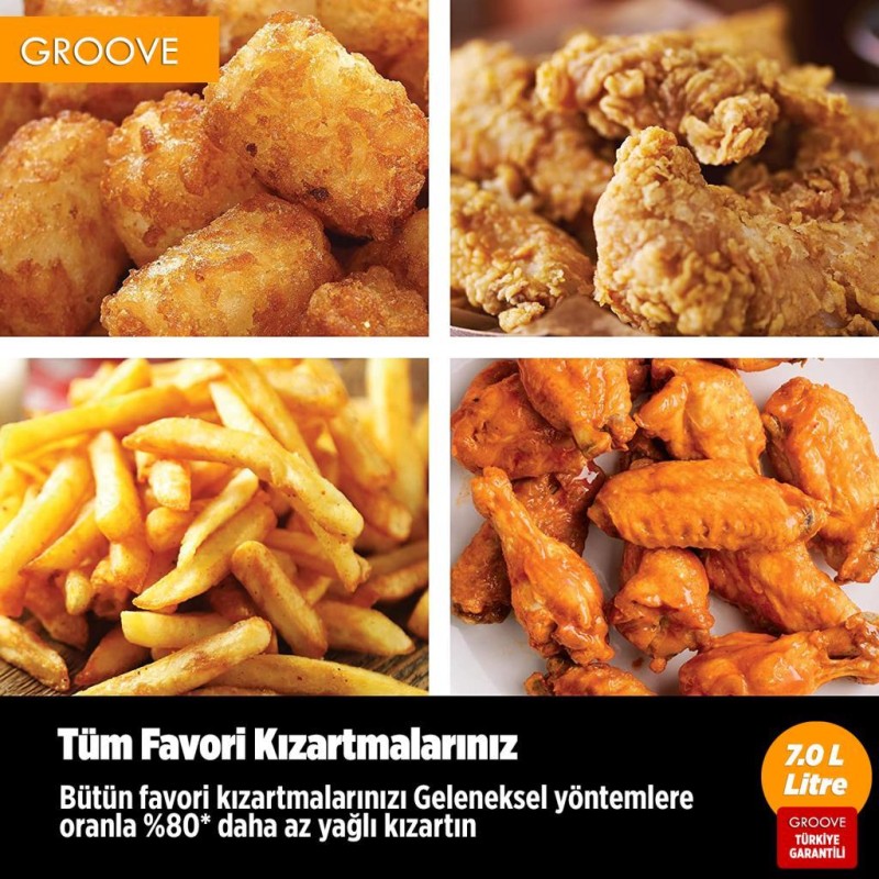 Groove Max XXL 7L 1800W WiFi Smart Airfryer Air Fryer Yağsız Sıcak Hava Fritözü Beyaz