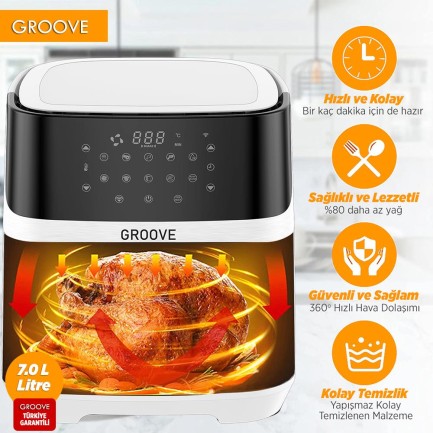 Groove Max XXL 7L 1800W WiFi Smart Airfryer Air Fryer Yağsız Sıcak Hava Fritözü Beyaz - Thumbnail