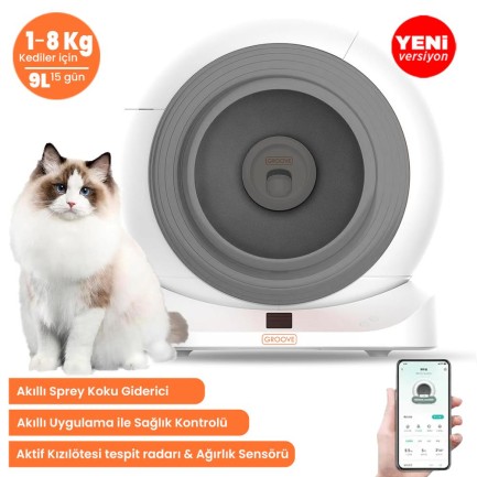 Groove Q-Clean Akıllı Kedi Tuvaleti Gri - Petfit Aqua Flow Akıllı Su Pınarı + Petfit Meow Pure Akıllı Mama Kabı - Thumbnail