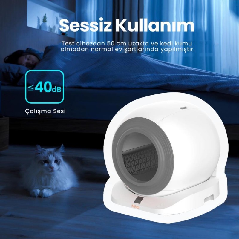 Groove Q-Clean Wi-Fi Akıllı Otomatik Kedi Tuvaleti Kum Kabı Gri (Ultra Sessiz+Akıllı Sprey Koku Giderici+APP Kontrol+Akıllı Sensör)